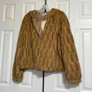Band of the Free brown faux fur hoodie jacket coat